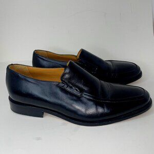 Luis Gonzalo Men's Black Leather Loafers Slip-on Hand Made in Spain Size 42